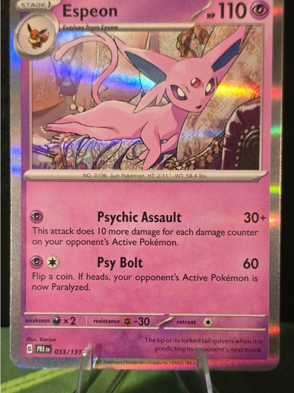 Pokémon Prismatic Evolutions Reverse Holo Eevee 074 + 8 Holo Eeveelutions Set NM